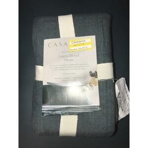1 CASALUNA Pillow Sham Heavyweight Linen Blend Dark Teal Blue STANDARD NEW
